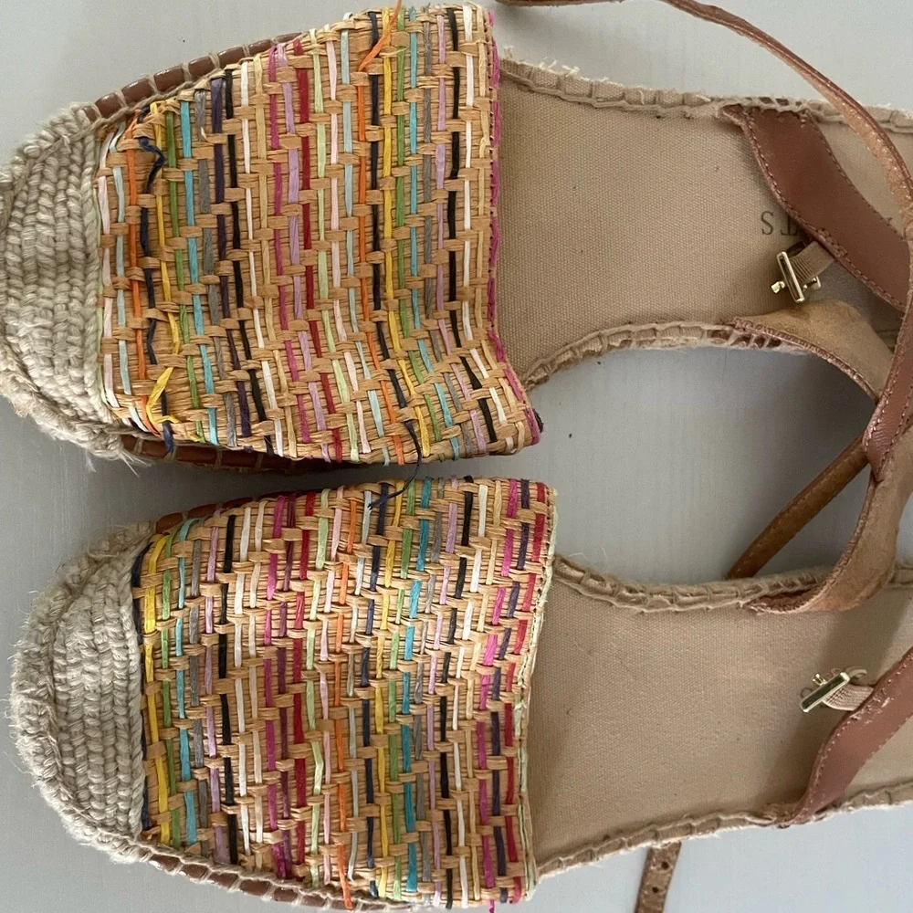 TALBOTS IZZY D'ORSAY ESPADRILLE FLATS - STRAW SIZE 8
